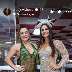 Viviane Araujo rasga elogio para Fabiola Andrade após as duas se encontrarem em ensaio de Carnaval