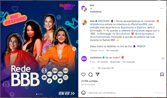 BBB 24 terá em seu time: Thaís Fersoza, Mari Gonzalez, Ana Clara e Micheli Machado