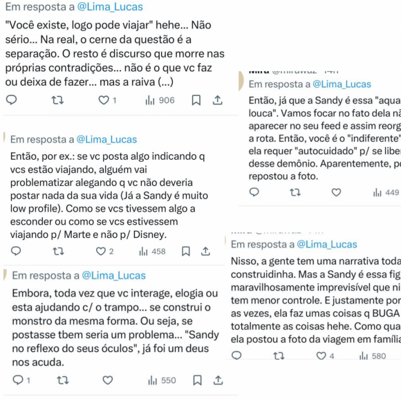 A fã de Sandy publicou uma série de tweets para explicar a polêmica para Lucas Lima