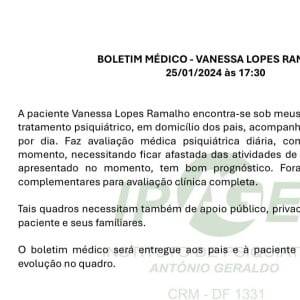 A família de Vanessa Lopes também atualizou com fãs com alguns boletins médicos