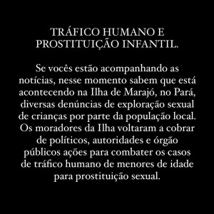 Crimes contra crianças na Ilha do Marajó abala famosos como Rafa Kalimann: 'Cabe a nós exigir, apontar o dedo e dar voz para essas denúncias tão sérias. Algo precisa ser feito agora. Compartilhe, falem, vejam o que está acontecendo. Tem muita informação rolando'