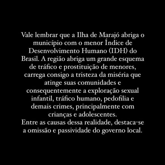 Crimes contra crianças na Ilha do Marajó revoltaram famosos como Luisa Sonza, MC Daniel e Ludmilla