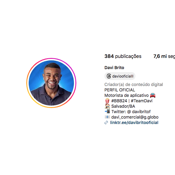 Davi já passou os 7,2 milhões de seguidores no Instagram, superando os 6,7 milhões de Yasmin Brunet