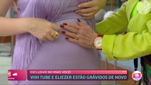 Segunda gravidez de Viih Tube e Eliezer: Ana Maria Braga passou a mão na barriga de grávida da youtuber, mãe de Lua, 1 ano