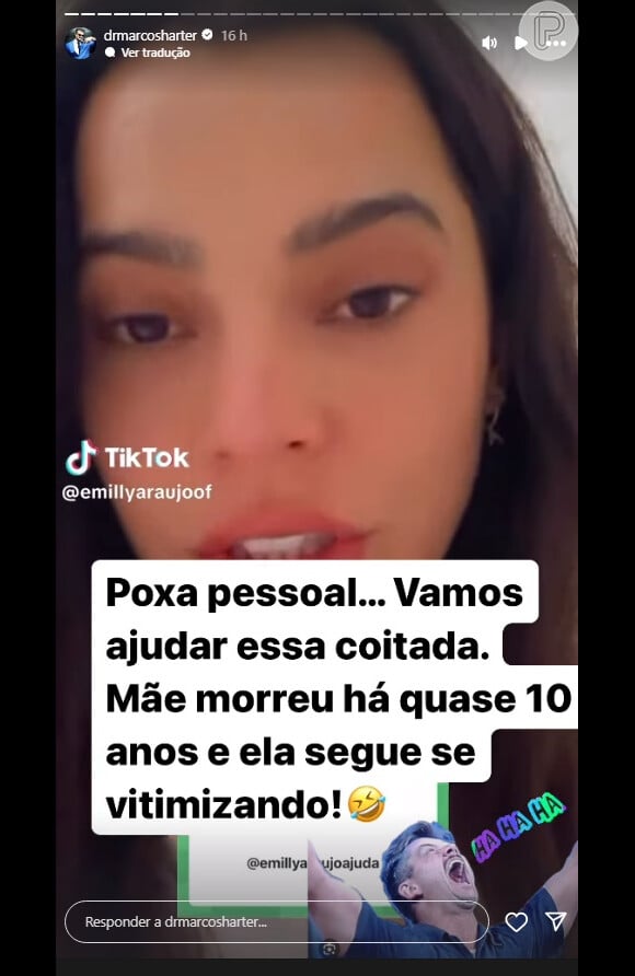 Marcos Härter zombou da ex-namorada Emilly Araujo após campeã do 'BBB 17' relatar perda da casa: 'Mãe morreu há quase 10 anos e ela segue se vitimizando!'