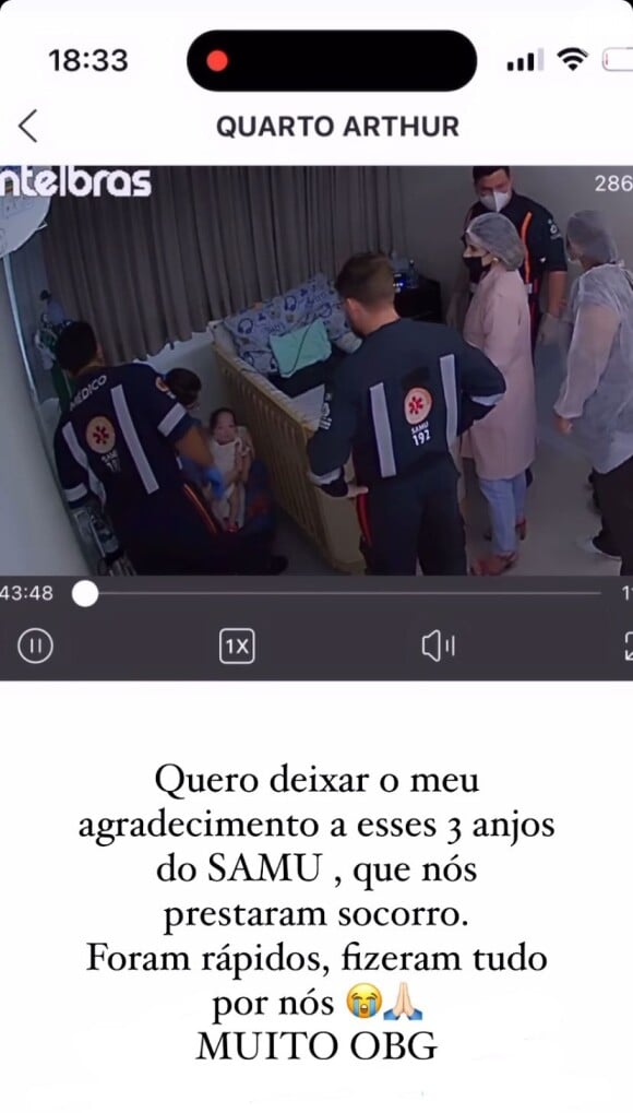 Mulher de Zé Vaqueiro fez agradecimentos à equipe do SAMU que ajudou no resgate de Arthur