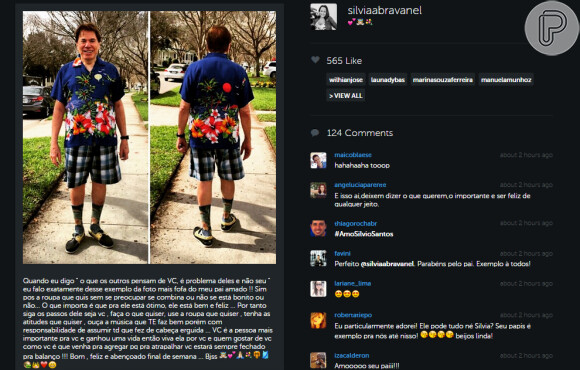 Silvia Abravanel, uma das filhas do apresentador, declarou sua admiração pelo pai em sua conta do Instagram: 'Foto mais fofa'