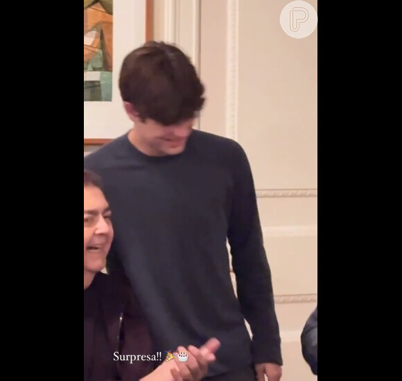 Faustão surgiu em vídeo ganhando abraço do filho Rodrigo na festa de aniversário do adolescente de 16 anos