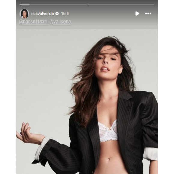 Usando um blazer preto e um conjunto de lingeries transparentes, Isis Valverde ousou com foto sexy postada nos stories