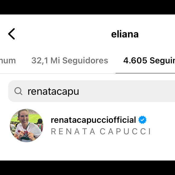 Eliana começou a seguir a jornalista Renata Capucci no Instagram