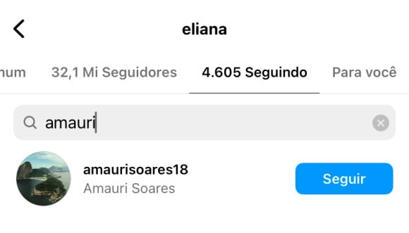 Eliana também seguiu Amauri Soares no Instagram
