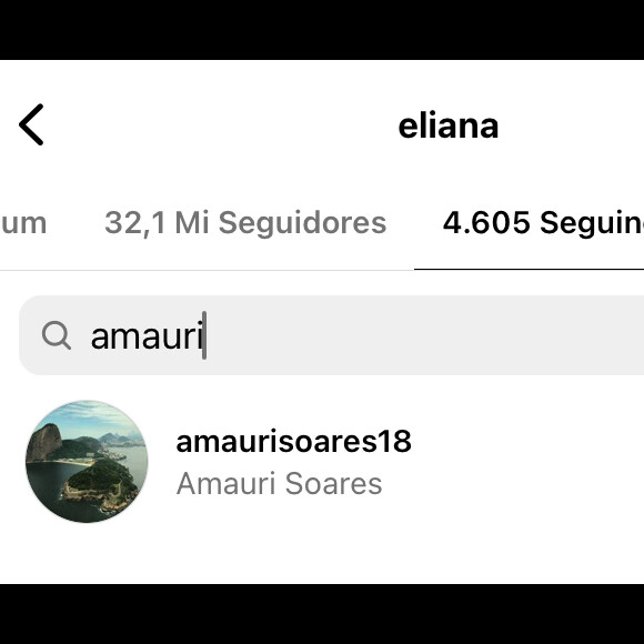 Eliana também seguiu Amauri Soares no Instagram