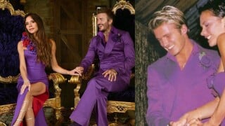 25 anos de casamento... e o look ainda serve! David e Victoria Beckham posam em castelo de luxo com roupas usadas no grande dia