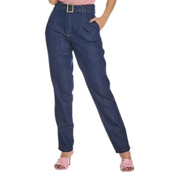 Calça Jeans Reta Classic c/Cinto Azul Marinho, HNO Jeans