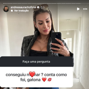 Andressa Urach também foi questionada por um seguidor se já havia feito sexo oral e garantiu ter sido maravilhoso