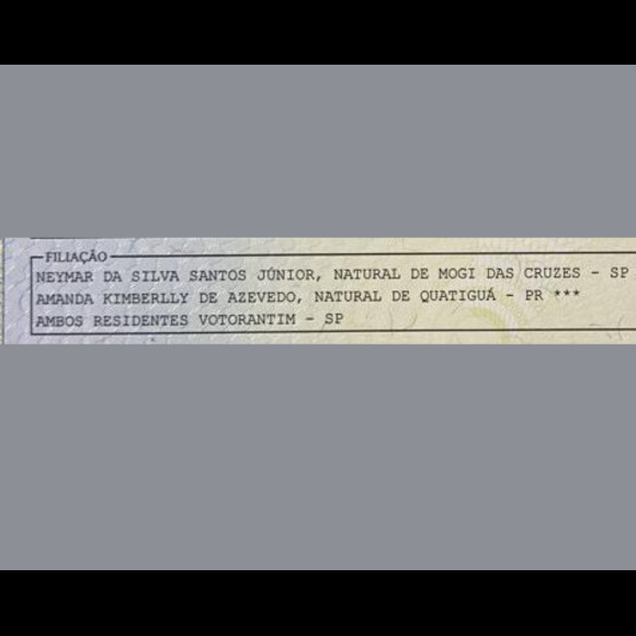 Neymar registrou a filha com Amanda Kimberlly logo após o nascimento