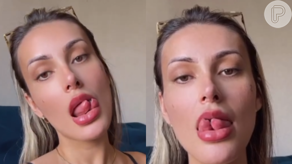 Um portal especializado em famosos publicou: 'Mal súbito sofrido por Andressa Urach pode ter sido causado por bifurcação na língua? Entenda'