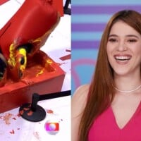 Só na TV brasileira: vestido de salsicha, participante do 'Estrela da Casa' fica 'atolado' em piscina de ketchup e faz Ana Clara gargalhar