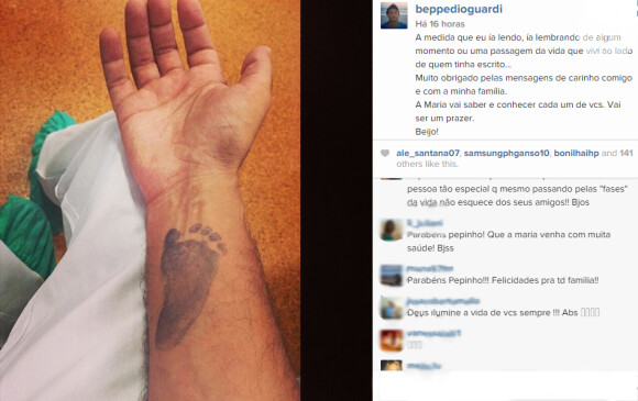Giuseppe Dioguardi, marido da atriz, também postou uma foto e agradeceu as mensagens carinhosas dos fãs e amigos