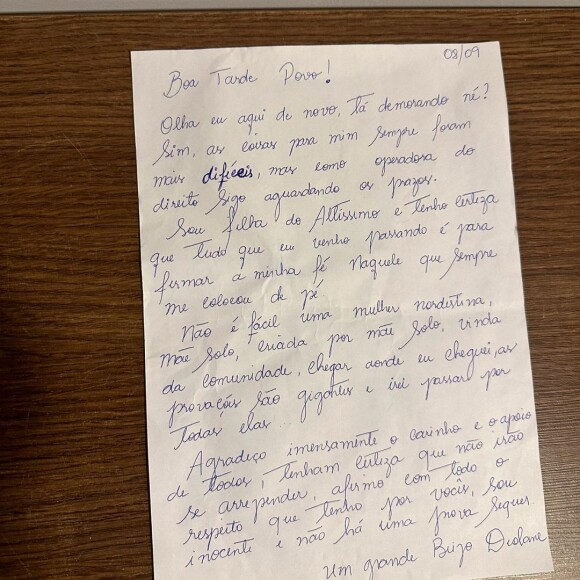 Deolane Bezerra voltou a defender sua inocência: 'Afirmo com todo o respeito que tenho por vocês, sou inocente e não há uma prova sequer'