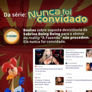 'E temos mais um da série: Nunca foi convidado... Dessa vez, Sabrina Boing Boing', postou a Record TV