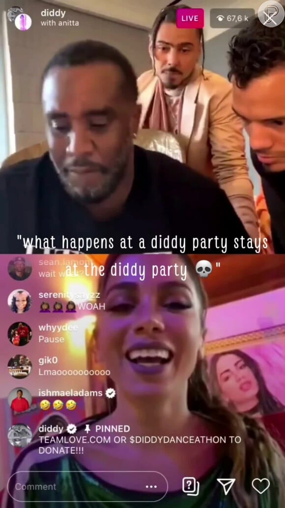 P. Diddy disse para Anitta: 'O que acontece em uma festa do Diddy, fica na festa do Diddy'; cantora foi em um dos eventos do rapper