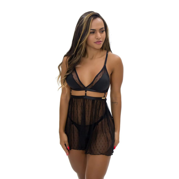 Camisola Tule Calcinha Fio Juliette, IMI Lingerie