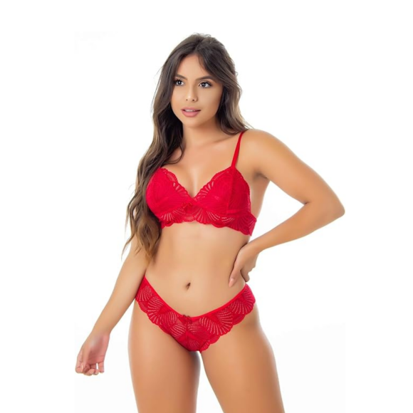 Conjunto Rendado Lingerie Sexy Sem Bojo Com Forro Revenda Luxo