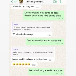 Andressa Urach e Lucas Ferraz trocam ofensas na conversa de WhatsApp