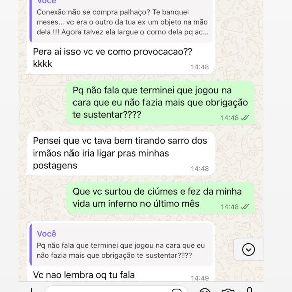Segundo Andressa Urach, Lucas Ferraz disse que ela 'não fazia mais que a obrigação' ao sustentá-lo 