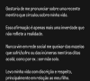 Na tarde deste sábado (02), Guilherme Winter se pronunciou nos stories do Instagram negando os fatos expostos por Giselle Itié