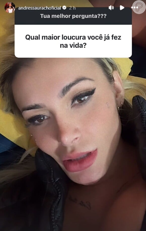 Andressa Urach contou que a maior loucura que já fez foi transar com 8 ao mesmo tempo