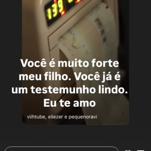 Eliezer também usou as redes sociais para deixar um recado emocionante exaltando a força do filho