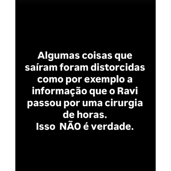 Eliezer usou seus stories do Instagram para negar o fato e dizer que é mentira, embora o filho tenha passado por um cateterismo
