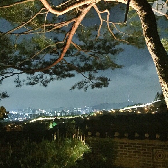 Gisele Bündchen mostrou no Instagram a vista do hotel no qual está hospedada em Seul, na Coreia do Sul