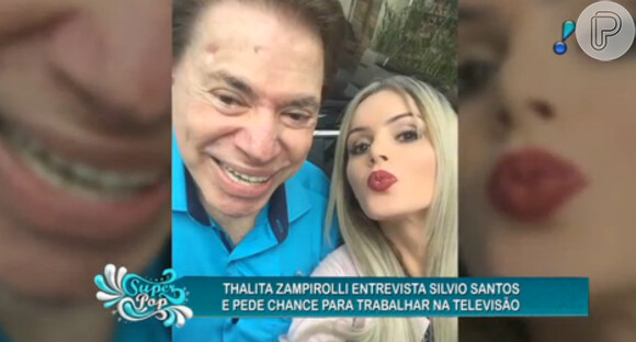 Silvio Santos recusa pedido de emprego para a modelo transex Thalita Zampirolli. A entrevista foi exibida no 'SuperPop', da Rede TV!, na noite desta quarta-feira, 13 de maio de 2015