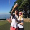 Aline Gotschalg e Fernando Medeiros fizeram uma selfie antes do salto