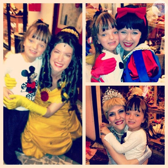 Rafaella Justus posou para fotos com princesas da Disney