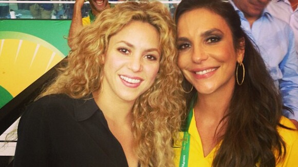 Shakira publica foto com Ivete Sangalo no Maracanã e parabeniza o Brasil