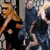 Rihanna sendo carregada por uma amiga em junho, na saída de uma boate