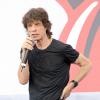 Mick Jagger, vocalista da banda 'The Rolling Stones', em conferência de imprensa realizada na Julliard School of Music Plaza, em Nova York, em 2005