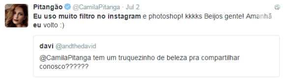 Camila Pitanga entrou no Twitter de forma mais ativa, na época em que estava no ar como a Regina, de Babilônia
