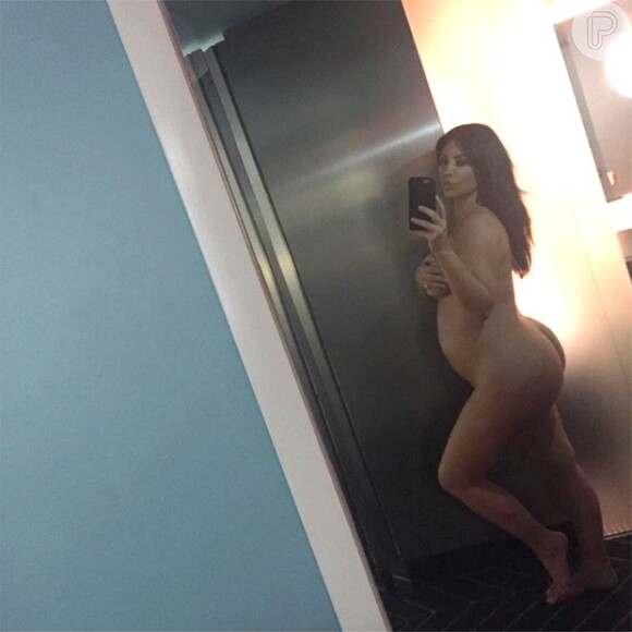 Kim Kardashian fez uma foto nua para provar que estava grávida de seu segundo filho