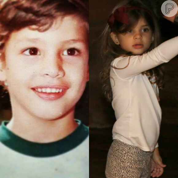 Cauã Reymond publicou uma foto para comemorar o Dia das Crianças e fãs afirmaram que Sofia, sua filha, é igual a ele quando mais novo