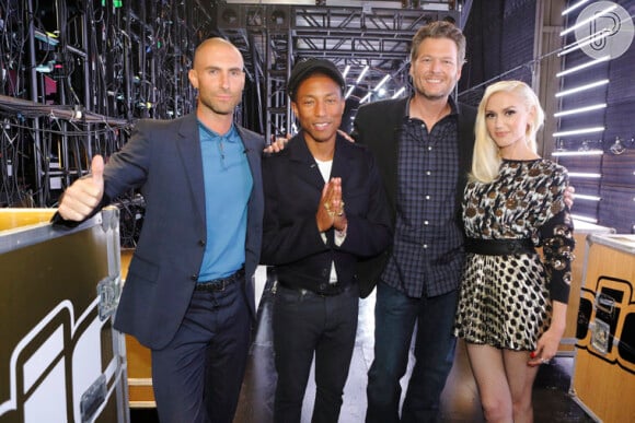Adam Levine é um dos técnico da versão americana do 'The Voice', ao lado de Pharrell Williams, Blake Shelton e Gwen Stefani