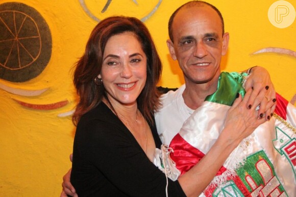 Christiane Torloni e Mestre Ciça, da escola de samba Grande Rio, a qual a atriz será rainha de bateria para o Carnaval de 2014