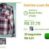 O sertanejo Luan Santana disponibilizou uma camisa xadrez, que usou em vários show pelo Brasil. A peça da marca Mandi custa cerca de R$130, mas está saindo por R$ 37,75 no site do projeto