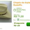 Os itens dos sertanejos são arrematados pelos preços mais altos. O chapéu da dupla Israel e Rodolfo está sendo comprado por R$ 71