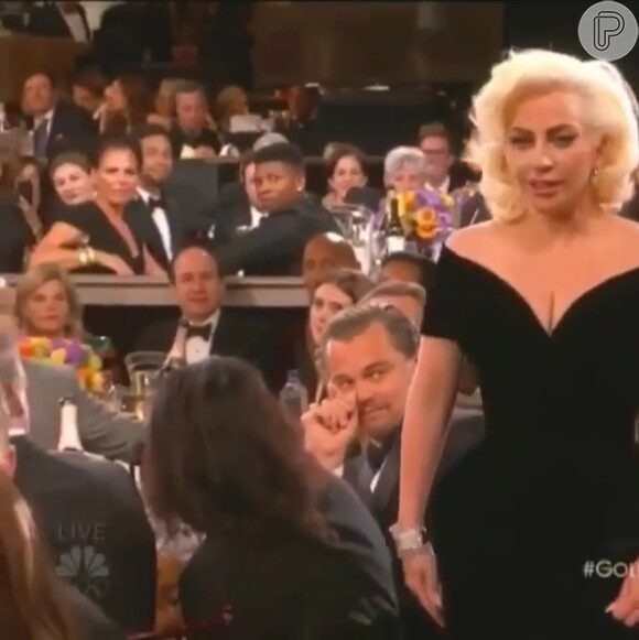 A reação de Leonardo DiCaprio à escolha de Lady Gaga como Melhor Atriz em Minissérie foi um dos assuntos mais comentados do Globo de Ouro, neste domingo, 10 de janeiro de 2016
