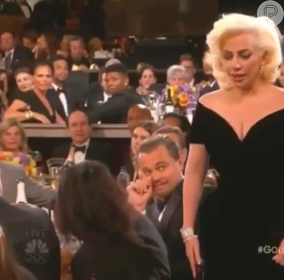 A reação de Leonardo DiCaprio à escolha de Lady Gaga como Melhor Atriz em Minissérie foi um dos assuntos mais comentados do Globo de Ouro, neste domingo, 10 de janeiro de 2016